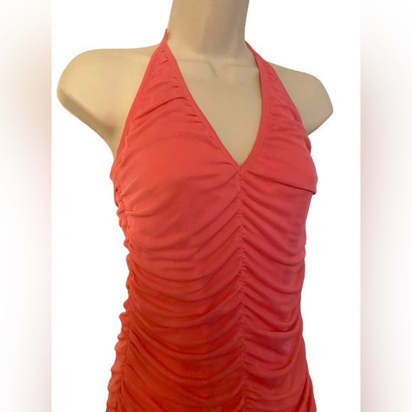 MODA International Y2K Ruched Mini Coral Halter Dress Size XS - Picture 3 of 7